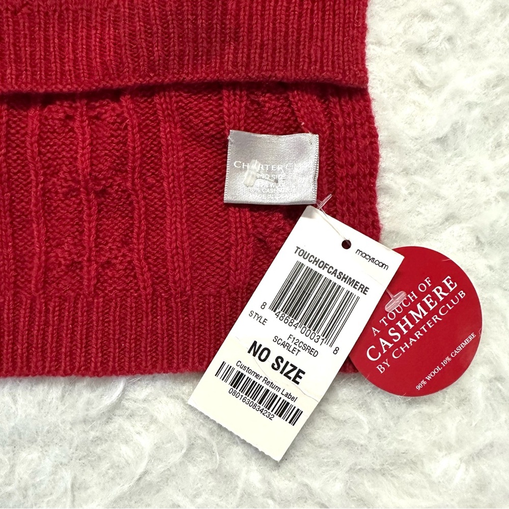Charter Club Red Cashmere Scarf Set 2. - Picture 2 of 5